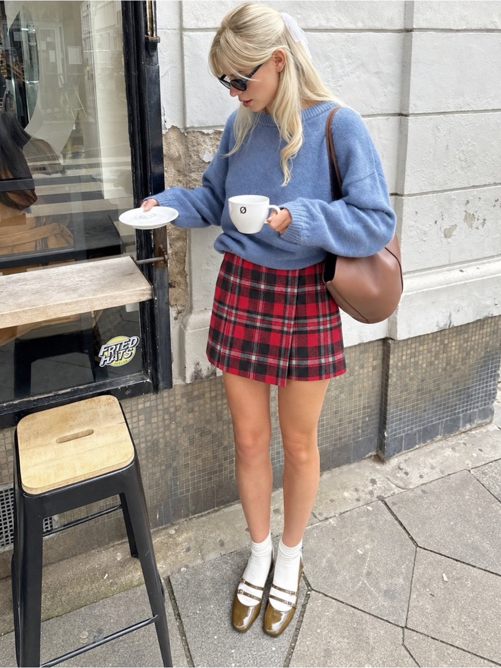 Papaya Woman Red Plaid Tartan A-Line Skirt MEDIUM Academia Preppy Classic